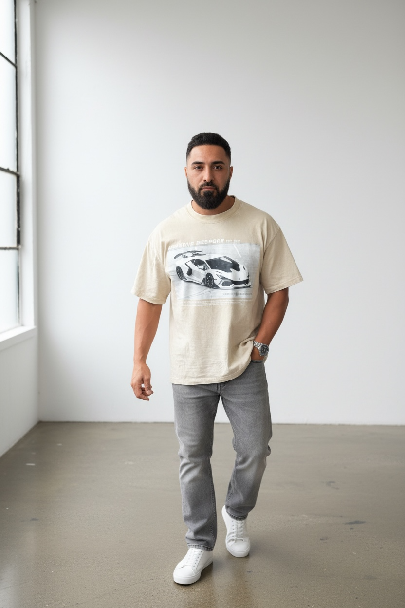 Creative Bespoke “Supercar Edition” Graphic Tee BEIGE