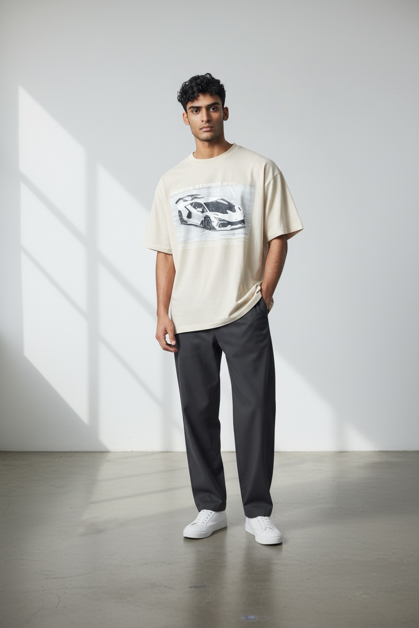 Creative Bespoke “Supercar Edition” Graphic Tee BEIGE