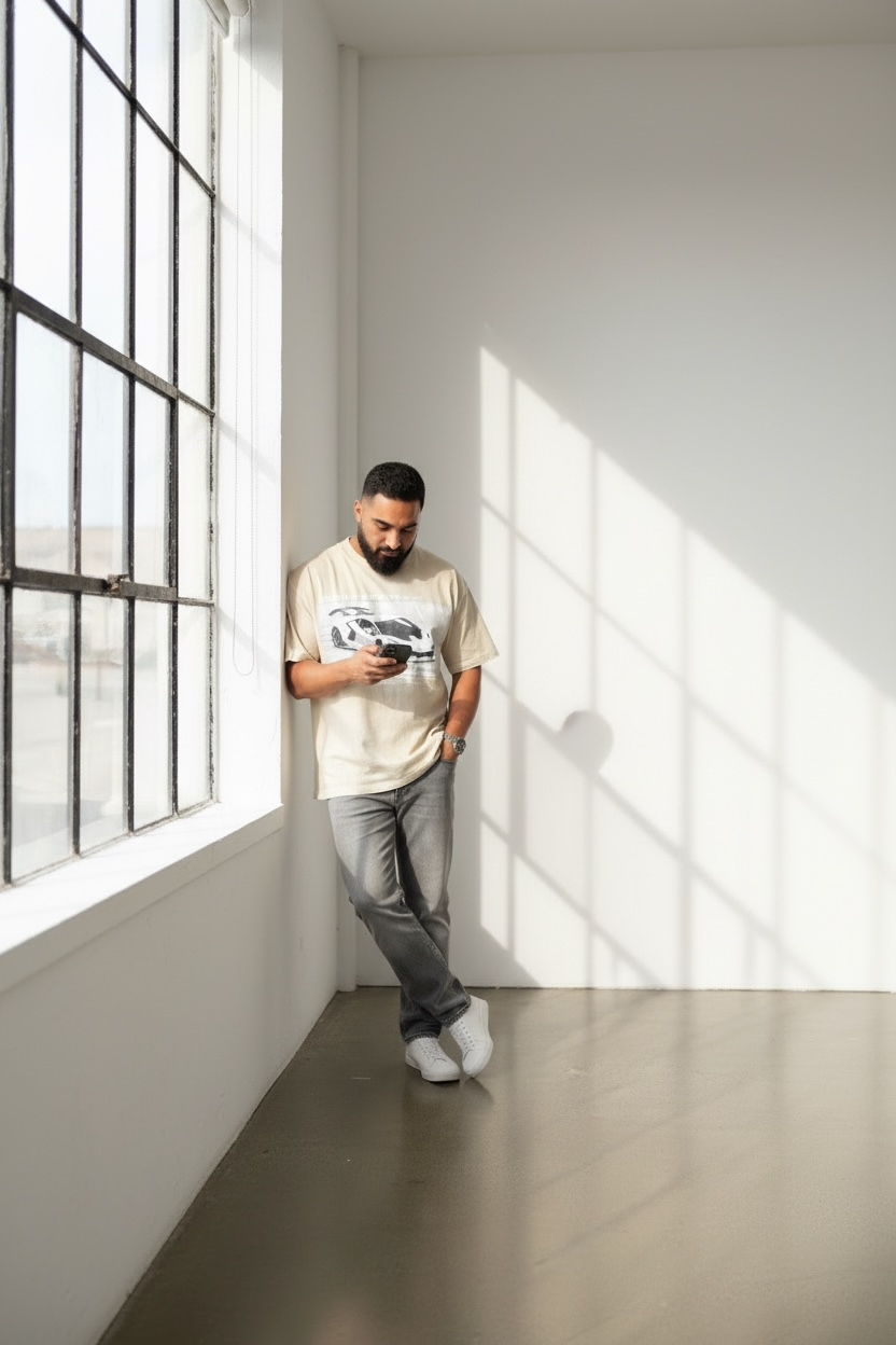 Creative Bespoke “Supercar Edition” Graphic Tee BEIGE